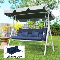 Outsunny Outdoor Seat Cushions Back Cushion with 2 Pillows, Water Repellent Seat Pads for 3-Seater Chair, Dark Blue(m-2)
