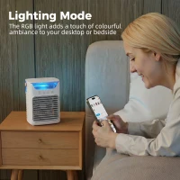 HOMCOM Desk Fan with Adjustable Head, 3-Speed Small Fan with 700ml Water Tank Grey(m-7)