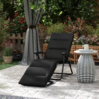 Outsunny Șezlong pliabil transat înclinat 6 poziții cu saltea + cotiere oțel poliester 153 x 58,5 x 89 cm negru(m-2)