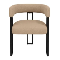 Lamb Fleece Dining Chairs with Ergonomic Backrest and Thick Cushion, Sturdy Dining Seating with Metal Legs, 51.5L x 54W x 72H cm, Brown(m-9)