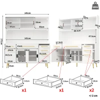 Trendy Sideboard with App-Controlled LED and MDF Pegboard, Tall Storage Cabinet with Sliding Door, 45L x 39W x 171H cm, White(m-3)
