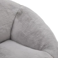 Shell-Shaped Sofa with High-Rebound Foam and Ergonomic Lumbar Support, Giant Sofa with Faux Fur, 100L x 90W x 57H cm, Light Gray(m-13)