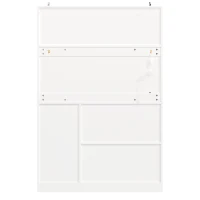 Trendy Sideboard with App-Controlled LED, Snack Rack and Drink Holders, Spacious Buffet with Anti-Tip Fixings, 120L x 40W x 188H cm, White(m-14)