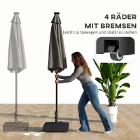 Outsunny Sonnenschirmständer mit Rädern, Befüllbar mit 61 kg Sand/40 kg Wasser, Für Schirmstangen mit Ø35, 38, 48 mm, Schwarz(m-6)