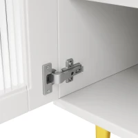 Multifunctional Sideboard with Changhong Glass Door and Glass Holder, Spacious Buffet with Multiple Drawers, 145L x 39W x 171H cm, White(m-10)