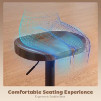 HOMCOM Hokery zestaw 2 sztuki, regulowane obrotowe krzesła z siedziskiem z wiązu, ciemnobrązowe(m-7)