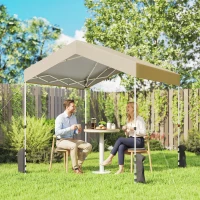Outsunny Pavilon Pliant 2,4x2,4 m Pop-up UPF50+ Închidere Centrală Înălțime Reglabilă Geantă de Transport Saci Nisip Bej(m-2)