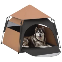 PawHut Tenda per cani pieghevole da esterno resistente alle intemperie, Marrone scuro(m-7)