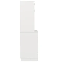 Tall Kitchen Cabinet with Wine Rack and Adjustable Shelves, Spacious Kitchen Cupboard with Doors and Drawers, 120L x 40W x 188H cm, White(m-13)