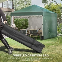Outsunny Gazebo pieghevole 3x3 m con 2 pareti laterali e borsa, Verde(m-4)