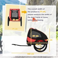 PawHut Rimorchio per cani pieghevole impermeabile in tessuto Oxford, 140x71x83 cm, Rosso(m-3)