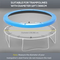HOMCOM 12ft Trampoline Accessories Safety Pad Φ366cm Replacement Surround Padding Thick Foam Pads Light Blue(m-5)