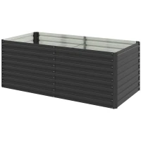 Outsunny Jardinieră ridicată galvanizată dreptunghiulară pentru exterior - fund deschis - 160 x 80 x 60 cm, gri(m-7)