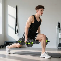 SPORTNOW Kit haltères musculation haltères réglables 20 kg 3 en 1, ensemble de poids réglable avec barre d'extension noir(m-8)