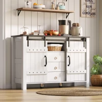 Versatile Sideboard with 3 Drawers and Quiet Sliding Doors, Rustic Buffet Cabinet for Kitchen, Dining Areas, 120L x 40W x 80H cm, White(m-8)