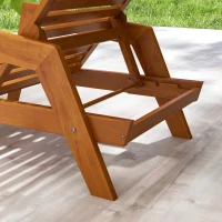 Outsunny Șezlong pentru grădină din lemn, lemn masiv, 66 cm x 190 cm x 73,5 cm, Portocaliu(m-5)