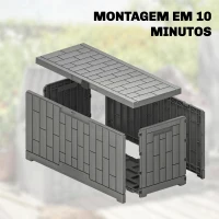 Outsunny Baú Exterior Capacidade 227 L Baú de Armazenamento Exterior Resistente à Água e aos Raios UV com Fechadura Cinzento(m-7)