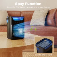 HOMCOM Desk Fan with Adjustable Head, 3-Speed Small Fan with 700ml Water Tank Black(m-5)