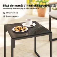 Outsunny Set Bistro pentru 2 Persoane, Set din 3 Piese pentru Grădină cu Cadrul din Metal și Perne Groase(m-7)