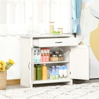 HOMCOM Aparador de Cozinha com 1 Gaveta e Prateleira Interior Ajustável Móvel Auxiliar Decorativo 80x39,7x80 cm Branco(m-2)