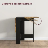 HOMCOM Mesa Dobrável de Jantar Mesa de Cozinha com Abas Rebatíveis para Espaços Pequenos 103x76x73,5 cm Preto e Castanho Rústico(m-4)