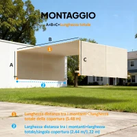 Outsunny Copertura per Gazebo Pergola 3x3 m in Poliestere con Tasche e Cinghie, 488x122 cm, Cachi(m-3)