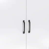 Tall Kitchen Cupboard with LED Lighting and Generous Storage, Freestanding Pantry with Microwave Shelf, 100L x 47W x 187H cm, White+gray(m-10)