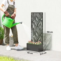 Outsunny Jardinieră cu spalier, ladă pentru flori, cu paravan, pentru plante cățărătoare, metal, 45 x 21,5 x 110 cm, negru(m-3)