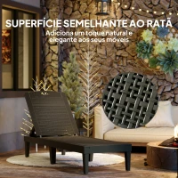 Outsunny Conjunto de 2 Espreguiçadeiras de Jardim Exterior Espreguiçadeiras Reclináveis de PP Encosto Ajustável Resistentes às Intempéries Preto(m-7)