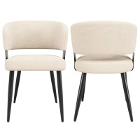 Contemporary Flannel Dining Chairs with Ergonomic Back, Sturdy Dining Seating with Adjustable Pads, 59L x 46.5W x 81.5H cm, Beige(m-8)