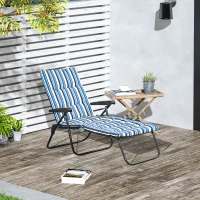 Outsunny Șezlong pliabil reglabil 6 poziții, confort sporit cu saltea + cotiere, oțel/poliester multicolor(m-6)