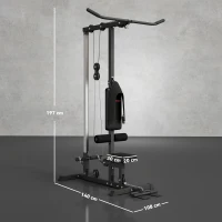 SPORTNOW Stazione multifunzione per casa, attrezzo fitness senza pesi in acciaio e similpelle, 140x108x197 cm, nero(m-3)