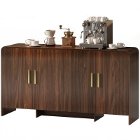 HOMCOM Buffet cuisine, meuble de rangement avec 4 portes à fermeture douce, 4 compartiments et bords arrondis, 152x40x80cm, noyer