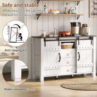 Versatile Sideboard with 3 Drawers and Quiet Sliding Doors, Rustic Buffet Cabinet for Kitchen, Dining Areas, 120L x 40W x 80H cm, White(m-4)