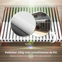 Outsunny Toldo Manual Retrátil 395x245 cm Ângulo Ajustável Braço Articulado Anti-UV e Impermeável Montagem na Parede Azul e Branco(m-5)