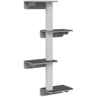 PawHut Tiragraffi parete 137 cm con 4 piattaforme e pali in sisal, per gatti fino 5 kg(m-1)