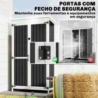 Outsunny Abrigo de Jardim 94x43x166 cm Armário para Ferramentas com 2 Prateleiras Ajustáveis e 2 Portas Preto(m-7)