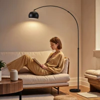 HOMCOM Arc Floor Lamp for Living Room, Modern Adjustable Standing Lamp with Faux Black Marble Base Black(m-2)