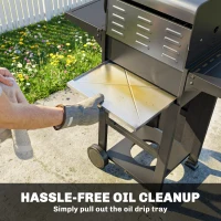 Outsunny Churrasqueira a Gás 5,4 kW 2 Queimadores Carrinho em Aço BBQ incl. Mesa Lateral Dobrável Termómetro Grelha Cromada Grelha de Aquecimento(m-5)