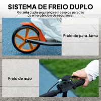 HOMCOM Trotinete Dobrável com Guiador Ajustável, Rodas Grandes de 200 mm, Amortecimento e Travão, Carga Máxima de 100 kg, 91,5x36,5x91-104 cm, Vermelho(m-6)