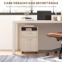 HOMCOM Bloco de Gavetas com Rodas Gaveta Compartimento Porta Arquivador Móvel para Escritório 40x35x60 cm Carvalho(m-5)