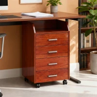 Vinsetto Cajonera de Escritorio con Ruedas Cajonera de Oficina con 4 Cajones Archivador Móvil para Estudio 40x36x65 cm Marrón(m-9)