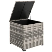 Outsunny 253L Garden Storage Box, Rattan Deck Box with Zipped Liner, Safe Pneumatic Rod, Patio Storage Container, Mixed Grey(m-10)