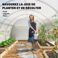 Outsunny Seră tunel de grădină 24 m² 8L x 3l x 2H m - 16 ferestre, ușă rulabilă cu fermoar, oțel galvanizat, prelată PE, Alb(m-4)