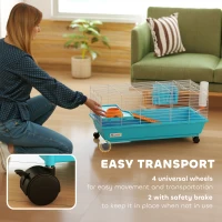 PawHut Small Animal Cage Rabbit Guinea Pigs Chinchillas Cage with Wheels Water Bottle(m-5)