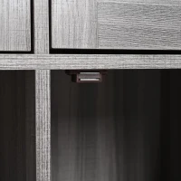 Stylish Kitchen Trolley with Foldable Wood-Grain Countertop, Versatile Buffet with Interchangeable Wheels, 139L x 46W x 91H cm, Gray(m-15)