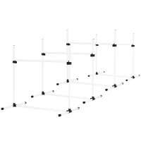 PawHut Conjunto de Treinamento de Agilidade para Cães 4 Peças Obstáculos de Salto com Altura Ajustável 99x65x94 cm  Azul(m-11)