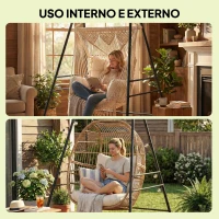 Outsunny Suporte para Cadeira Suspensa Rede 183 cm Suporte para Balanço Estrutura de Aço Almofadas Antiderrapantes Preto(m-6)