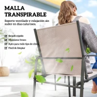 Outsunny Conjunto de Mesa y Sillas Jardín con Mesa de Efecto Madera y 6 Sillas con Asiento Transpirable para Terraza Patio Caqui(m-5)