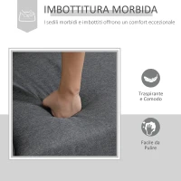 HOMCOM Divano 3 Posti in Tessuto con Seduta Profonda e Imbottitura Spessa, 191x79x87 cm, Grigio Scuro(m-4)